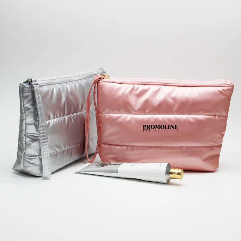 Shiny Quilted Puffer Cosmetic Bag