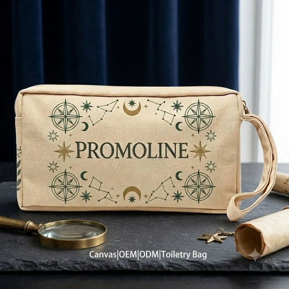 Zodiac Print Canvas Cosmetic Bag