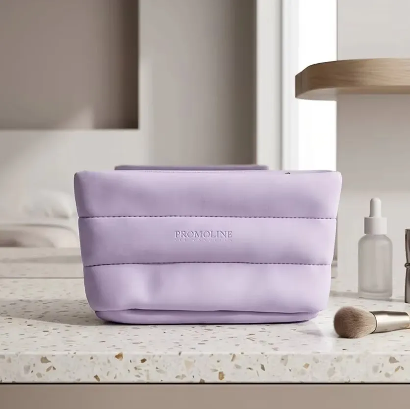 Purple Neoprene Cosmetic Bag with Handle