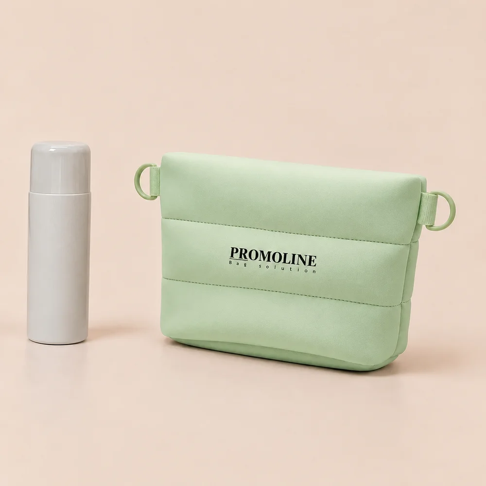 Mint Green Neoprene Makeup Bag with Side Rings