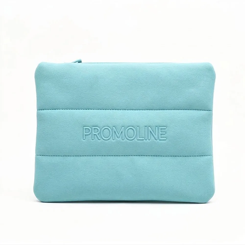 Blue Neoprene Zipper Makeup Pouch