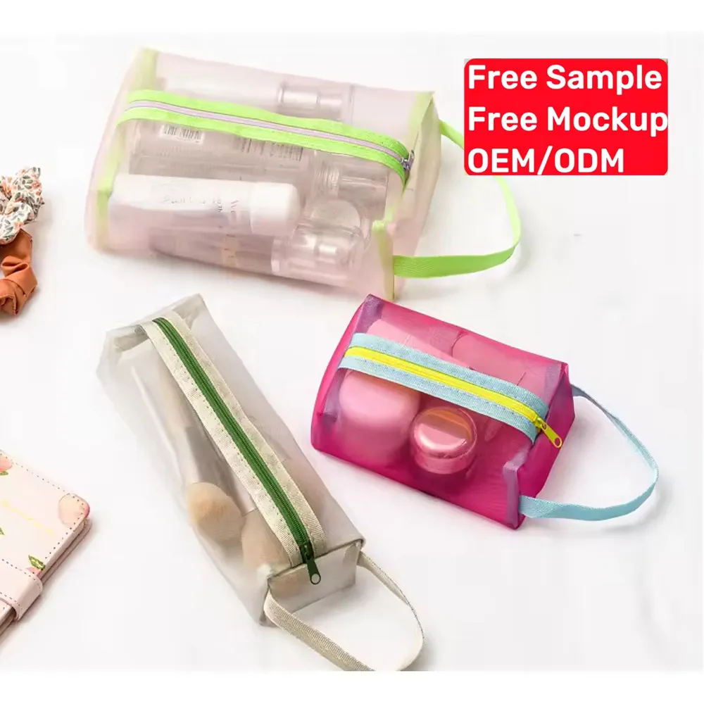 Clear Mesh Makeup Bag, Handle, S / M / L