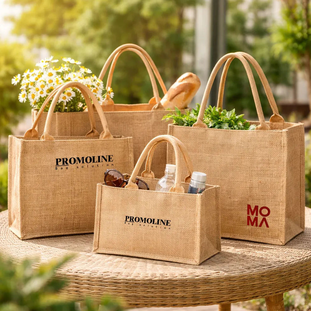 Camel Jute Tote with Soft Cotton Rope Handle