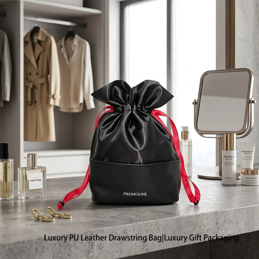 Black PU Jewelry and Cosmetic Pouch