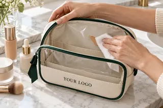 Wipe-clean makeup bag linings