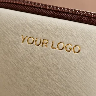 Hot stamping logo on a makeup bag