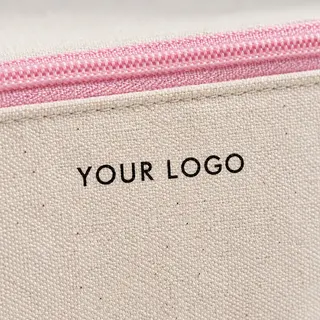 Silk-screen print logo on a makeup bag