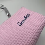 White Waffle Cotton Cosmetic Bag with Embroidery – view 6