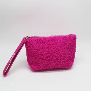 Fuzzy Plush Makeup Bag with Wrist Strap