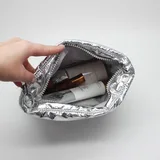 Wide Metallic Silver Puffer Makeup Bag – view 3