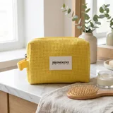 Waffle Weave Cotton Cosmetic Bag, Multi-Color – view 1