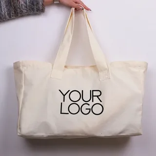 Extra Large Canvas Carryall Tote with Shoulder Handles