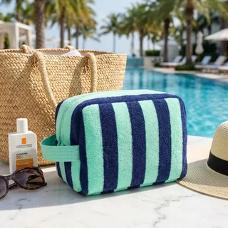 Striped Towel Cosmetic Bag