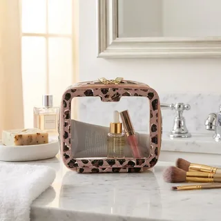 Leopard Trim Clear PVC Cosmetic Bag