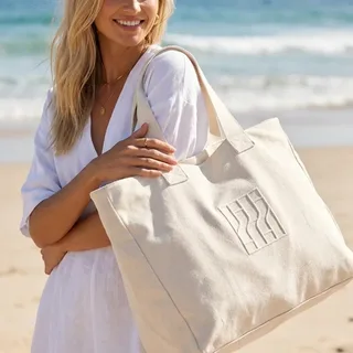 Extra Large Canvas Shopping Tote with Hand Handles
