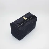 Coffee Brown Boucle Makeup Bag with Top Handle – view 2