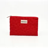 Red Velvet Makeup Bag with Embossed Bow – view 2