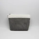 Gray Ribbed Corduroy Bag with Sherpa Trim – view 2
