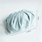 Powder Blue Ruched Waffle Makeup Bag – view 2