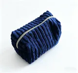 Navy Ribbed Chenille Makeup Bag – view 2