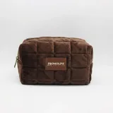 Chocolate Brown Quilted Velvet Cosmetic Bag – view 2