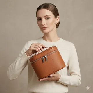 PU Leather Makeup Train Case with Handle