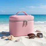 PU Leather Makeup Train Case with Handle – view 2