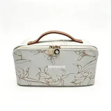 White Floral PU Makeup Pouch with Handle – view 2