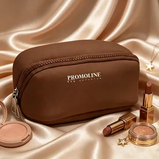 Brown Neoprene Boxy Makeup Bag