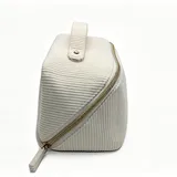 White Corduroy Cosmetic Bag with Handle – view 2