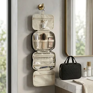 Black Hanging Toiletry Organizer with Compartments