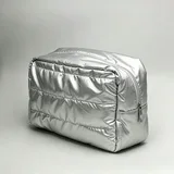 Metallic Silver Quilted Cosmetic Bag – view 2