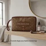 Brown Baroque Canvas Cosmetic Bag – view 1