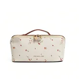 Pink Floral PU Cosmetic Bag with Handle – view 2