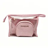Pink Heart Pattern PVC Makeup Bag Set – view 2