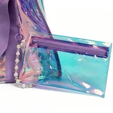 Clear PVC Beach Shopper with Purple Handle – view 2