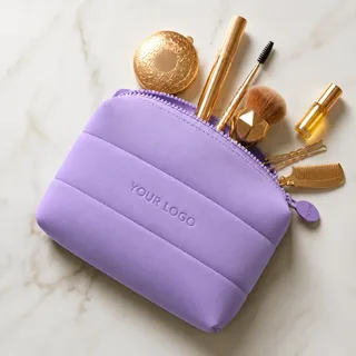 Foldable Lavender Embossed Neoprene Beauty Bag