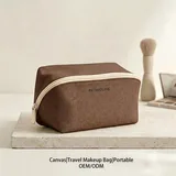 Brown Canvas Cosmetic Bag with Screen Printed Logo – view 1