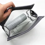 Clear PVC Makeup Pouch with PU Leather Trim – view 2