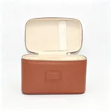 Cognac Brown PU Cosmetic Case with Handle – view 2
