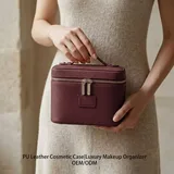 Burgundy PU Vintage Cosmetic Case – view 1
