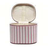 Pink Striped PU Makeup Case with Handle – view 2