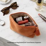 Orange Velvet Makeup Bag with Tassel – view 1