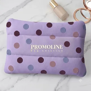 Purple Polka Dot Quilted Makeup Bag