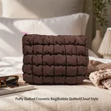Brown Bubble Quilted Nylon Cosmetic Bag – view 1