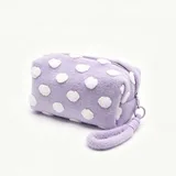Purple Polka Dot Velvet Cosmetic Bag with Wrist Strap – view 2