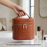 Brown Crocodile-Pattern PU Makeup Case – view 1