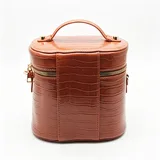 Brown Crocodile-Pattern PU Makeup Case – view 2