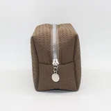 Brown Textured Cotton Cosmetic Bag – view 2
