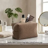 Brown Textured Cotton Cosmetic Bag – view 1